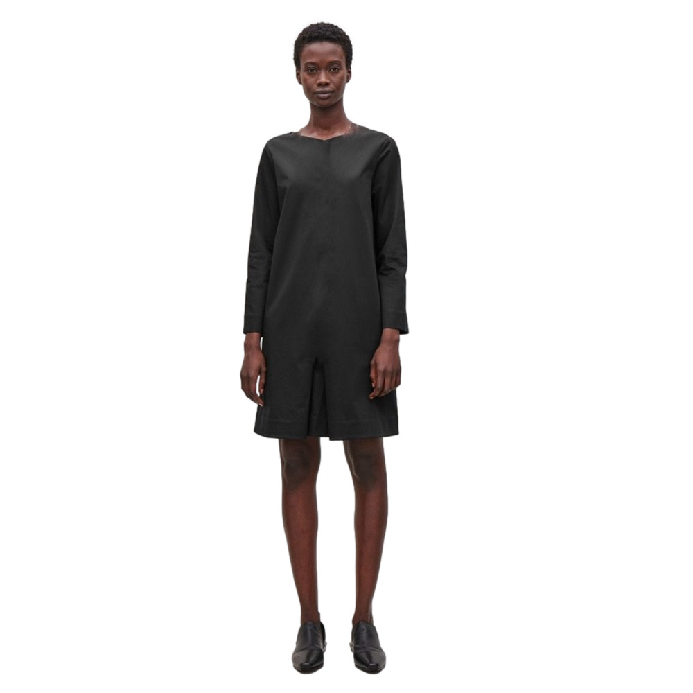 COS A-Line Dress With Front Pleat 34 xs navy black